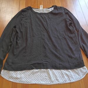 Faded Glory Gray Sweater with White Polka Dot Lining